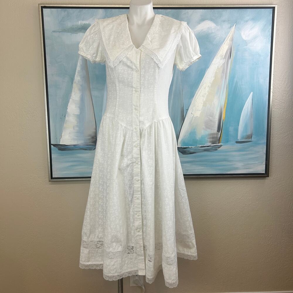 Vintage 1980s cotton cottagecore dress by Jodi Schwartz for Bill Berman - Picture 2 of 7